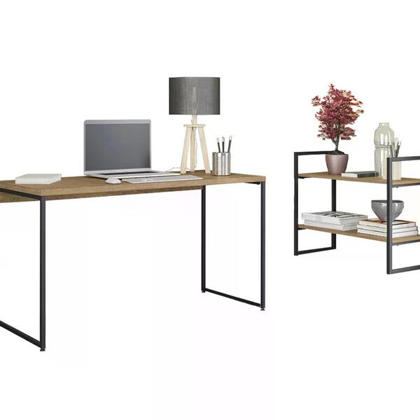 Conjunto Escritorio Mesa E Nicho Industrial Crome 03 Kappesbe