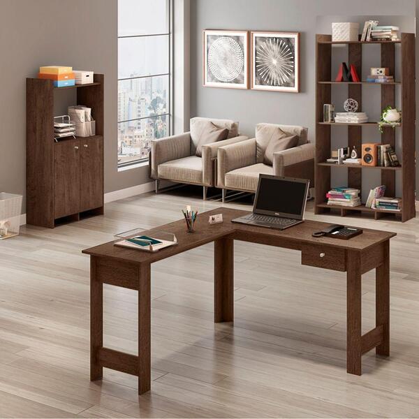 Conjunto Escritório Office 3 Peças Castanho Castanho