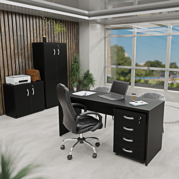 Conjunto Escritório Office Escrivaninha Armários Gaveteiro Ne