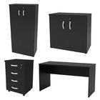 Conjunto Escritório Office Escrivaninha Armários Gaveteiro Ne