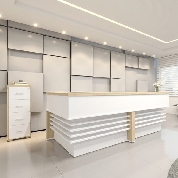 Conjunto Escritório Recepção 3 Peças Com 2 Balcões Em L Tambu