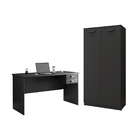 Conjunto Escrivaninha 1.5 E Armario Alto Gurren Preto