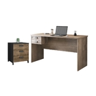 Conjunto Escrivaninha 1.5 E Gaveteiro Gintama Castanho Preto