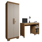 Conjunto Escrivaninha 1 Gaveta Com Rodízios Giga E Armário Mu