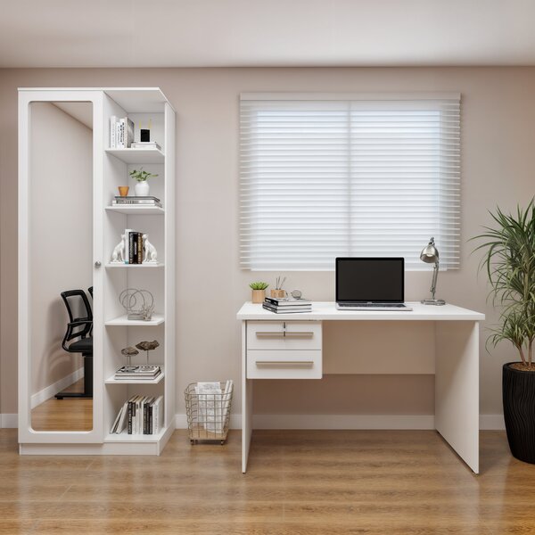 Conjunto Escrivaninha 2 Gavetas Byte E Armário Multiuso 1 Por