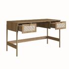 Conjunto Escrivaninha 2 Gavetas E Estante Palhinha Pé Madeira