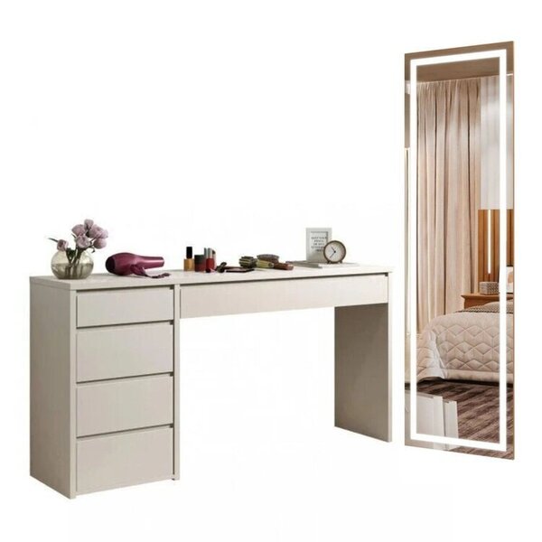 Conjunto Escrivaninha 5 Gavetas Berlim E Espelho Decorativo I