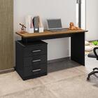 Conjunto Escrivaninha E Armário Com Portas Zoe Preto Freijó