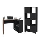 Conjunto Escrivaninha E Armário Friburgo Ipê Preto
