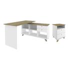 Conjunto Escrivaninha E Gaveteiro Gloucester Olmo Branco