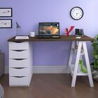 Conjunto Escrivaninha E Gaveteiro Leverkusen Nogal Branco