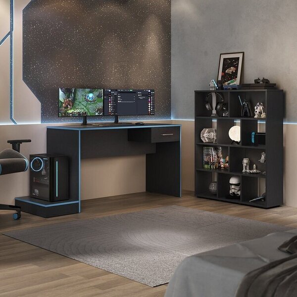 Conjunto Escrivaninha Gamer E Estante Book Com Diversos N...