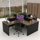 Conjunto Escrivaninha Mesa De Canto Em L Ilha 4 Lugares Offic