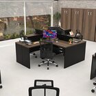 Conjunto Escrivaninha Mesa De Canto Em L Ilha 4 Lugares Offic