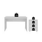 Conjunto Escrivaninha Office Mesa 120cm E Gaveteiro 3 Gavetas