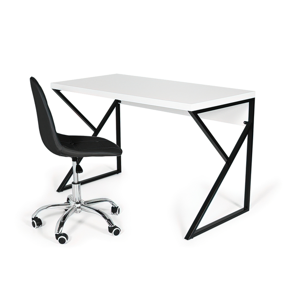 Conjunto Escrivaninha Para Escritório 120cm Branca Com 1 Cade