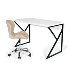 Conjunto Escrivaninha Para Escritório 120cm Branca Com 1 Cade