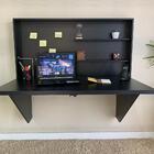 Conjunto Escrivaninha Retrátil Preta + Cadeira Confort Base G