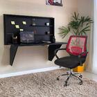 Conjunto Escrivaninha Retrátil Preta + Cadeira Secretária Plu