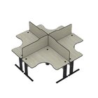 Conjunto Estação De Trabalho 150x150cm 4 Lugares Nogueira Cas