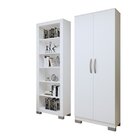 Conjunto Estante Flex 5 Prateleiras E Armário Multiuso 2 Port