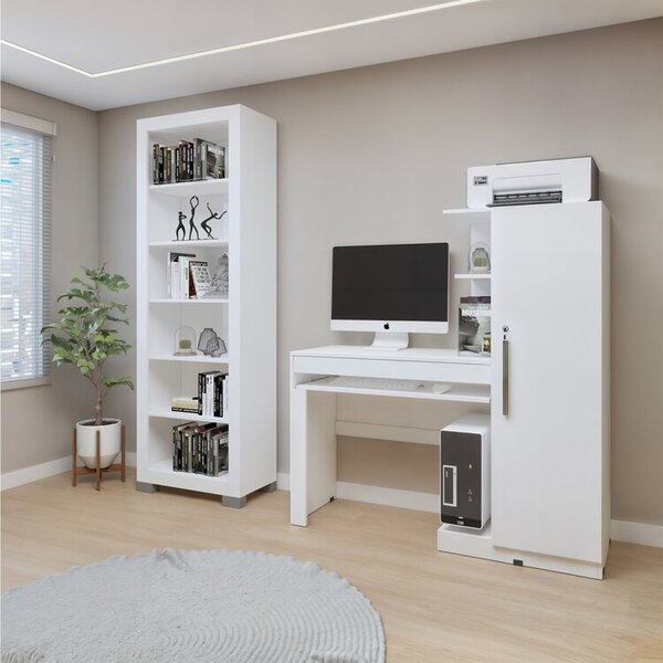 Conjunto Estante Flex 5 Prateleiras E Escrivaninha Com 1 Port