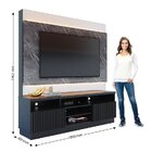 Conjunto Estante Home Para Tv Até 70 Polegadas Ripado E Mesa