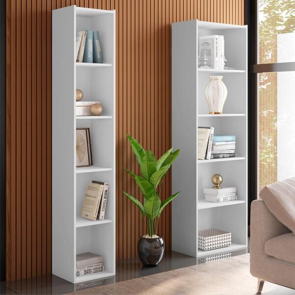 Conjunto Estante Livreiro 4 Prateleiras Julia Ruby Branco