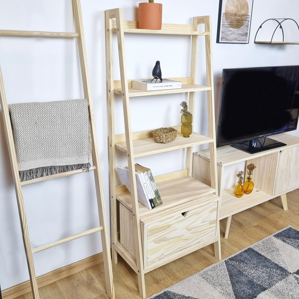 Conjunto Estante Pipa 5 Prat Com Nicho Com Porta - Natural