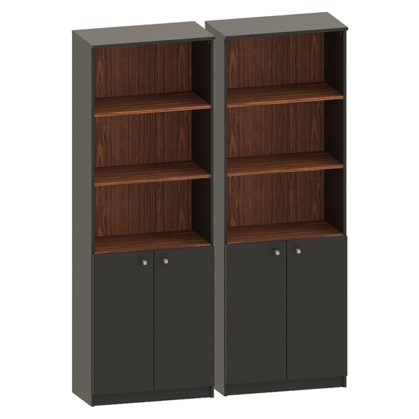 Conjunto Estantes Para Escritório Bibi 2 Portas Dakota Preto