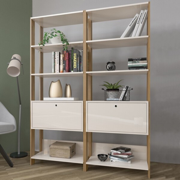 Conjunto Estantes Para Livros Match 2 Portas Basculantes 6 Pr