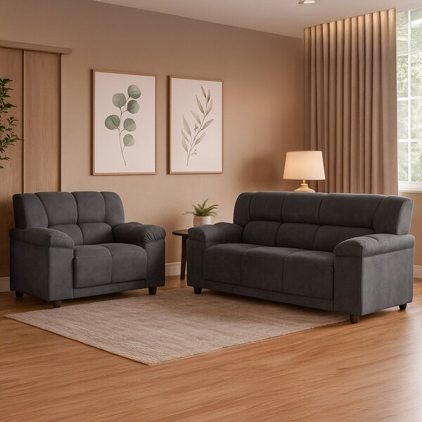 Conjunto Estofado 2 E 3 Lugares Manaus Hellen Estofados Cinza