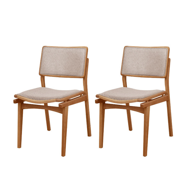 Conjunto Eva Com 2 Cadeiras Madeira Moderna Mobília