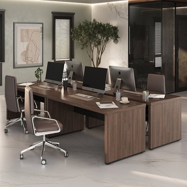 Conjunto Executivo 4 Mesas Tamburato 1600 Charuto /preto