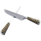 Conjunto Faca E Chaira Inox Rabo Tatu Bainha Couro Churrasco