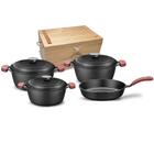 Conjunto Ferro Fundido Cinzento - Tampa De Ferro, 3 Caçarolas