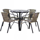 Conjunto Floripa Mesa 1m + 4 Cadeiras Tampo Ripado Em Alumíni