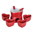 Conjunto Fondue Ceramica 10 Peças Coraçao Garfo Panela Ramequ
