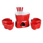 Conjunto Fondue Ceramica 10 Peças Coraçao Garfo Panela Ramequ