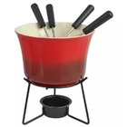 Conjunto Fondue Em Cerâmica Redondo 9 Peças 300ml - Vermelho