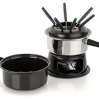 Conjunto Fondue Preto 2 Panelas Uma Esmaltada Doce Forma