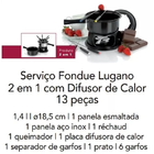 Conjunto Fondue Preto 2 Panelas Uma Esmaltada Doce Forma