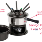 Conjunto Fondue Preto 2 Panelas Uma Esmaltada Doce Forma