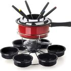 Conjunto Fondue Viena Panela Vermelha 17 Peças Forma Inox