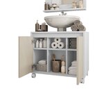 Conjunto Gabinete Armario Banheiro Com Espelheira 60cm Branco