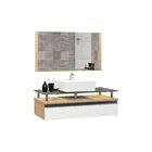 Conjunto Gabinete Banheiro 60cm Ametista Freijó/branco