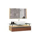 Conjunto Gabinete Banheiro 60cm Ametista Freijo/natura