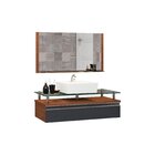 Conjunto Gabinete Banheiro 60cm Ametista Natura/titanium