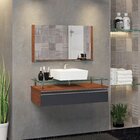 Conjunto Gabinete Banheiro 60cm Ametista Natura/titanium