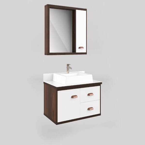Conjunto Gabinete Banheiro 65cm Castaine E Branco Lilies Móve